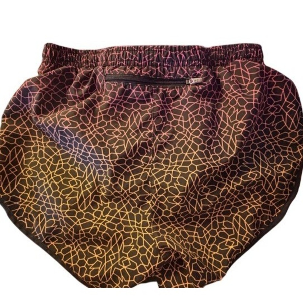 Nike Dri-FIT Womens XS Running Shorts Geometric Mosaic Sunset Pink Orange‎ Black - Picture 2 of 6